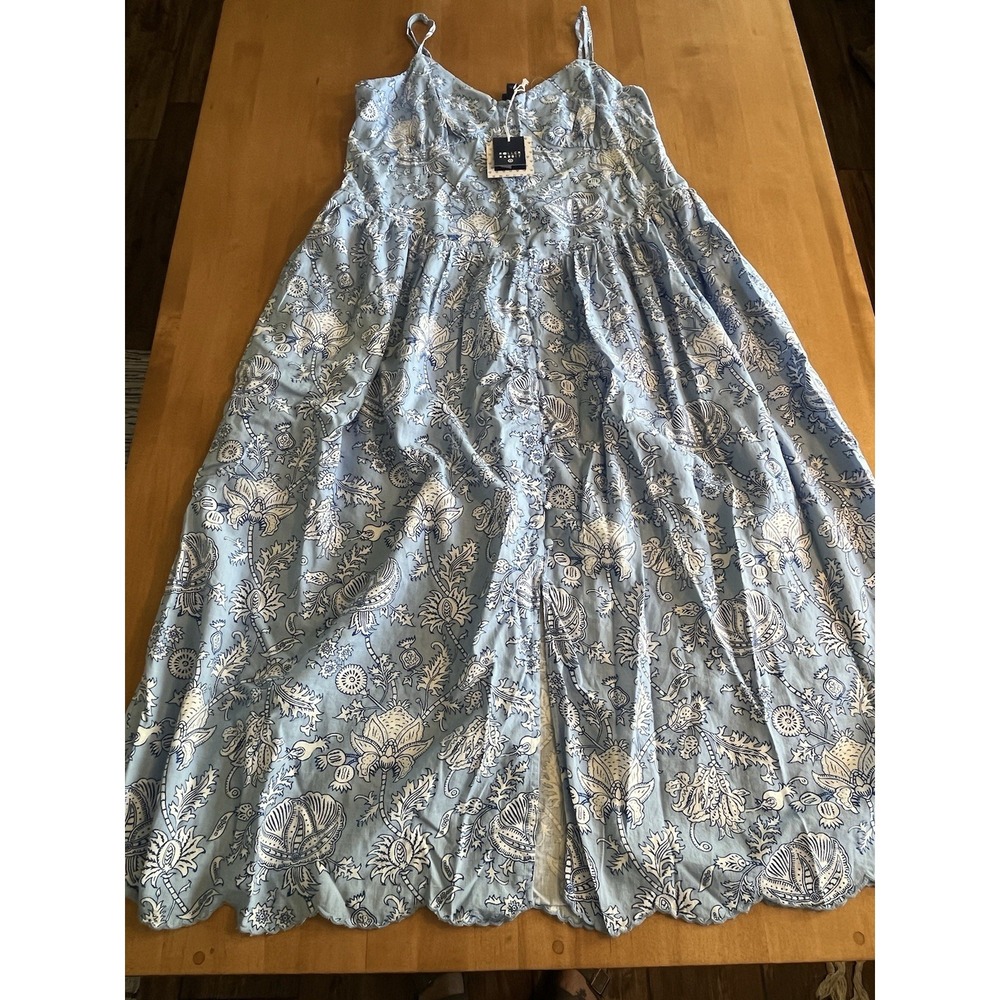 Roller Rabbit x Target Dress Womens Sz XL Blue Floral Sweetheart Smocked Dress